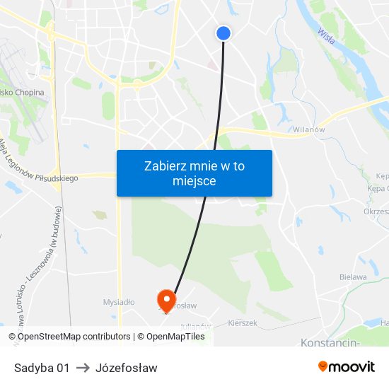 Sadyba 01 to Józefosław map