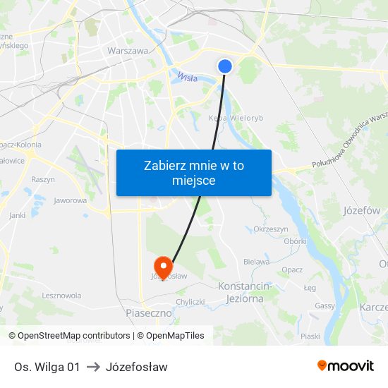 Os. Wilga 01 to Józefosław map