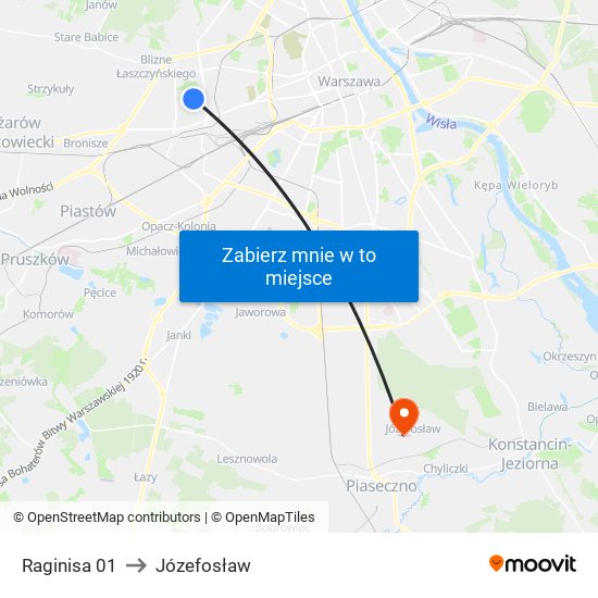 Raginisa to Józefosław map