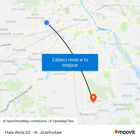 Hala Wola 02 to Józefosław map