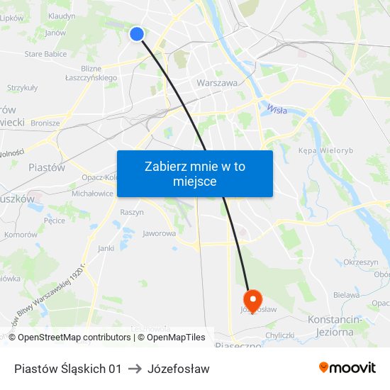 Piastów Śląskich 01 to Józefosław map