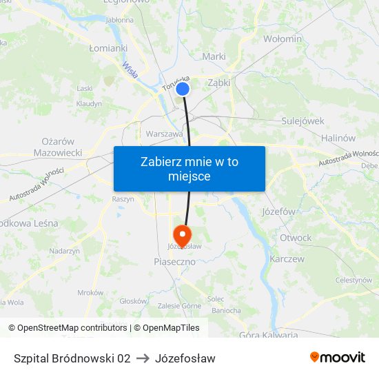 Szpital Bródnowski 02 to Józefosław map