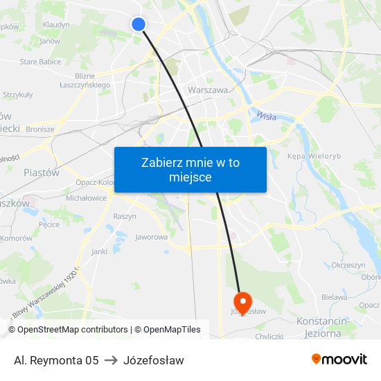 Al. Reymonta 05 to Józefosław map