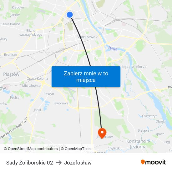 Sady Żoliborskie 02 to Józefosław map