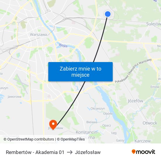 Rembertów - Akademia 01 to Józefosław map