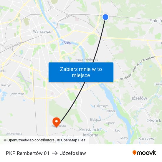 PKP Rembertów to Józefosław map