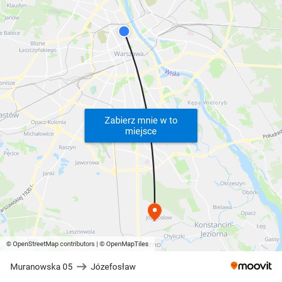 Muranowska 05 to Józefosław map