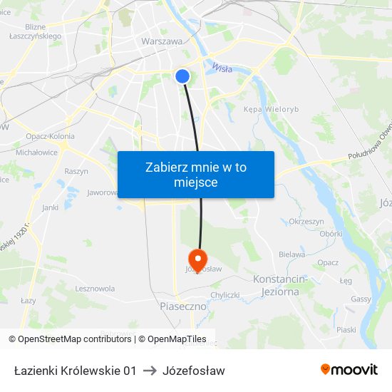 Łazienki Królewskie 01 to Józefosław map