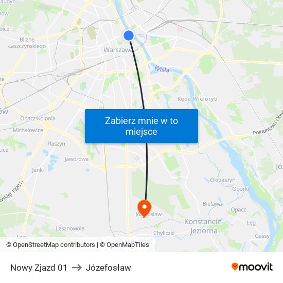 Nowy Zjazd 01 to Józefosław map