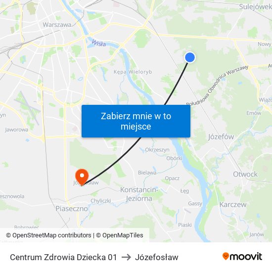 Centrum Zdrowia Dziecka 01 to Józefosław map