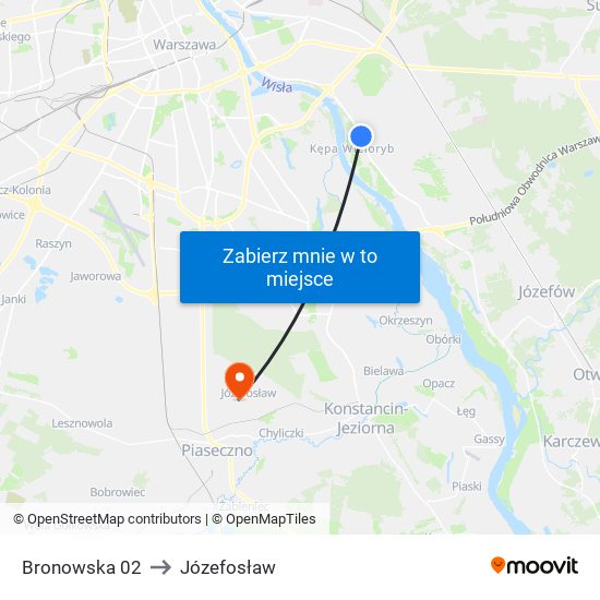 Bronowska 02 to Józefosław map