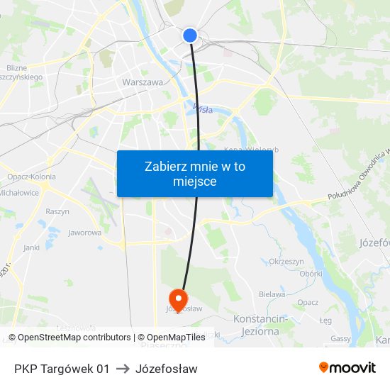 PKP Targówek to Józefosław map