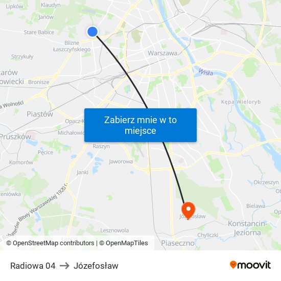 Radiowa 04 to Józefosław map