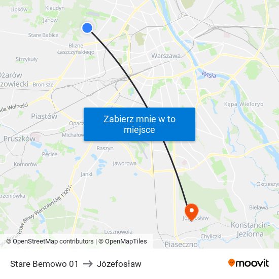 Stare Bemowo 01 to Józefosław map