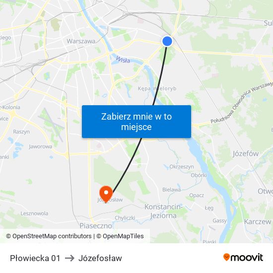 Płowiecka to Józefosław map