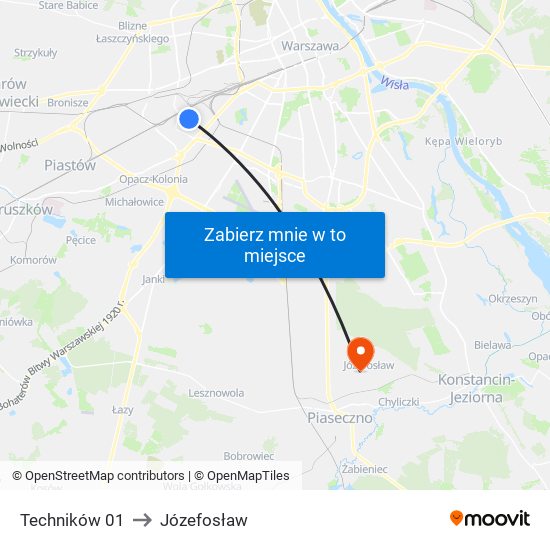 Techników to Józefosław map