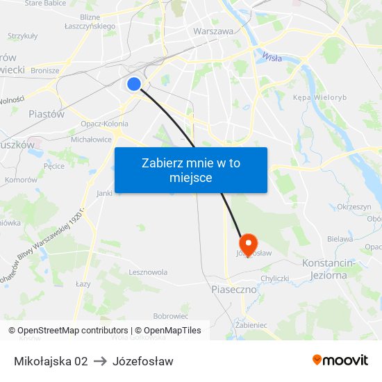 Mikołajska 02 to Józefosław map