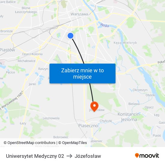 Uniwersytet Medyczny 02 to Józefosław map