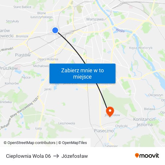 Ciepłownia Wola 06 to Józefosław map