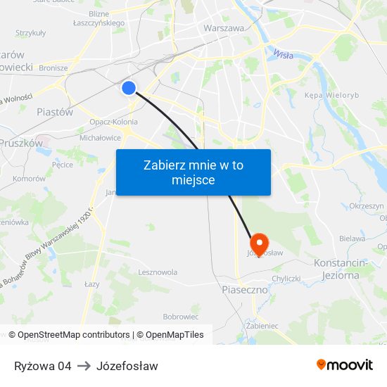 Ryżowa to Józefosław map