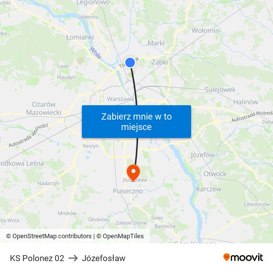 KS Polonez 02 to Józefosław map