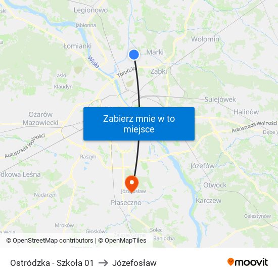 Ostródzka-Szkoła to Józefosław map