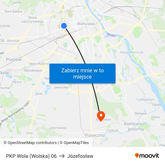 PKP Wola (Wolska) to Józefosław map