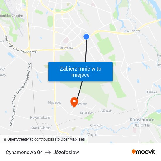 Cynamonowa to Józefosław map