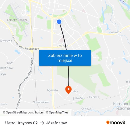 Metro Ursynów 02 to Józefosław map