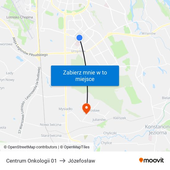 Centrum Onkologii to Józefosław map