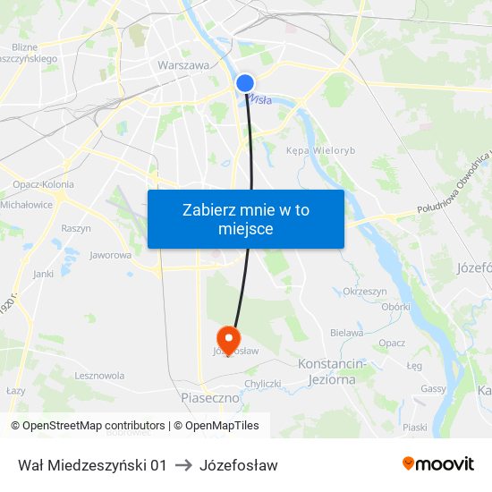 Wał Miedzeszyński to Józefosław map