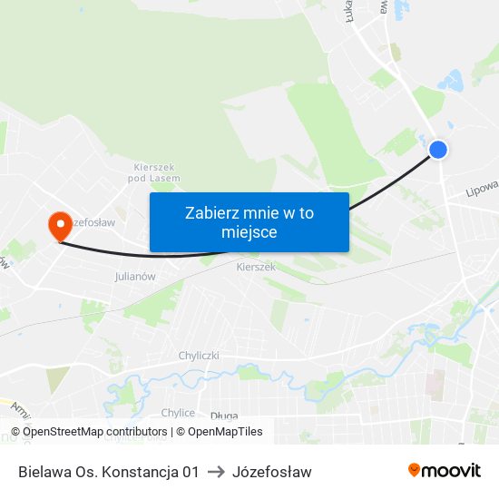 Bielawa Os. Konstancja 01 to Józefosław map