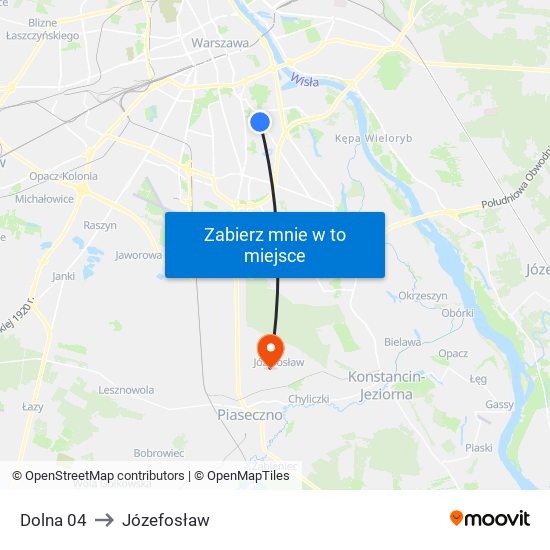 Dolna 04 to Józefosław map