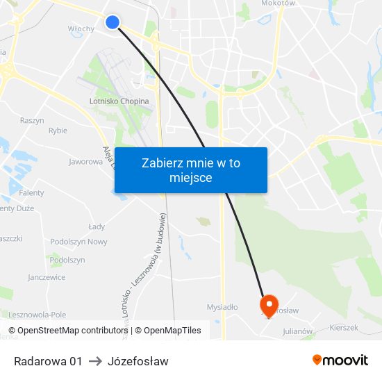 Radarowa 01 to Józefosław map