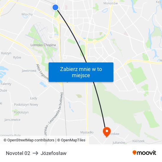 Novotel 02 to Józefosław map