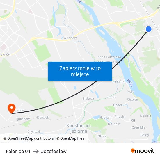 Falenica to Józefosław map