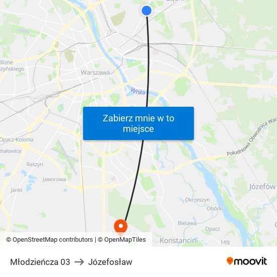 Młodzieńcza 03 to Józefosław map