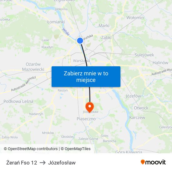 Żerań Fso 12 to Józefosław map