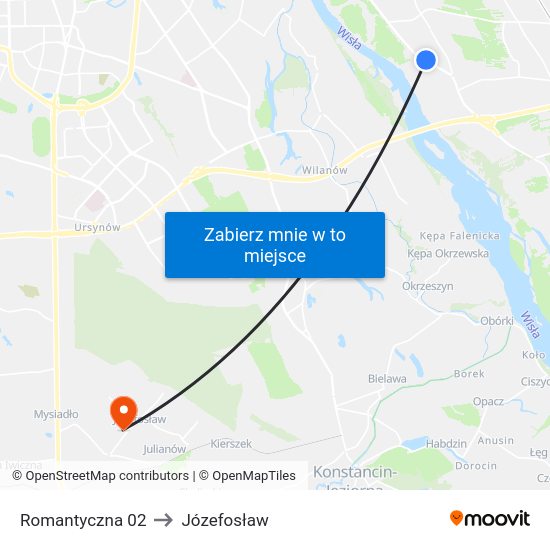 Romantyczna to Józefosław map