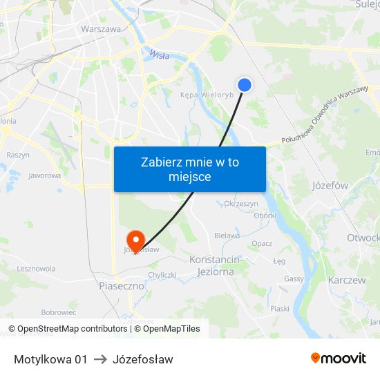 Motylkowa to Józefosław map