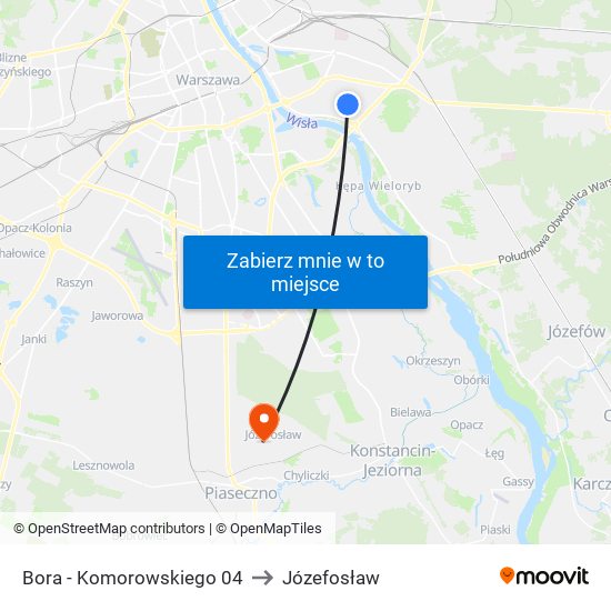 Bora - Komorowskiego 04 to Józefosław map