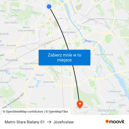 Metro Stare Bielany 01 to Józefosław map