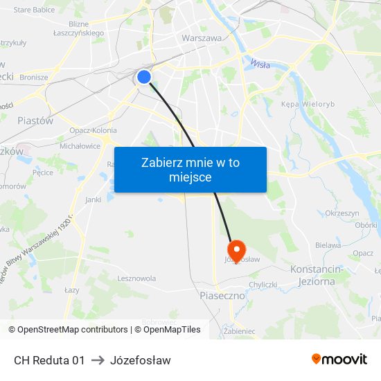 CH Reduta to Józefosław map