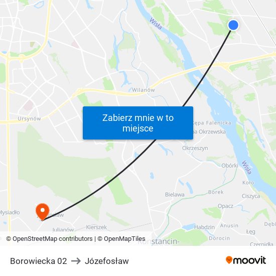 Borowiecka 02 to Józefosław map