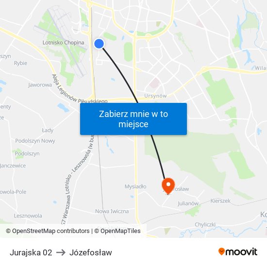 Jurajska 02 to Józefosław map