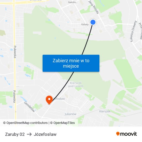 Zaruby 02 to Józefosław map