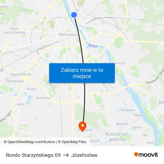 Rondo Starzyńskiego to Józefosław map