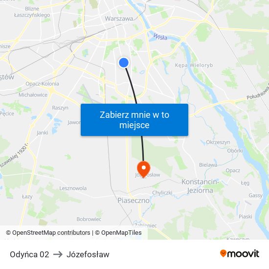 Odyńca to Józefosław map