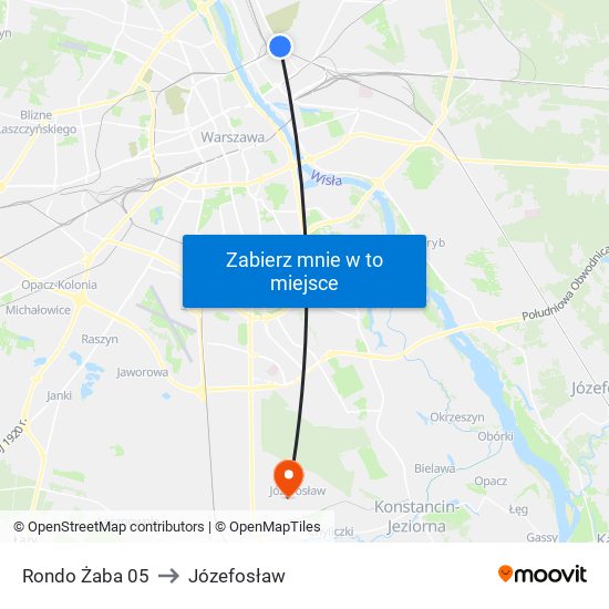 Rondo Żaba 05 to Józefosław map