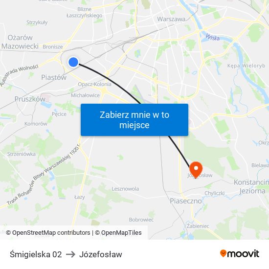 Śmigielska 02 to Józefosław map